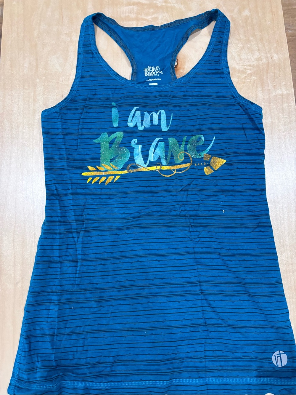 Blue 'I Am Brave' Graphic Racerback Tank Top